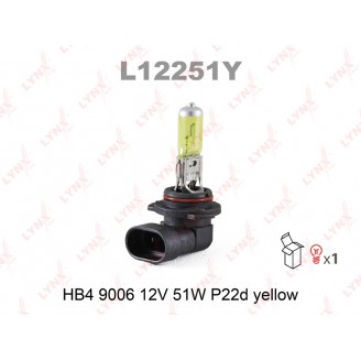 ЛАМПА HB4 12V 51W P22D YELLOW L12251Y LYNX