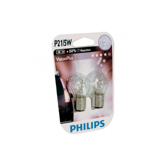 ЛАМПА P21W 12V 21W +50% VISION PLUS (к-т 2шт)12498VPB2 PHILIPS